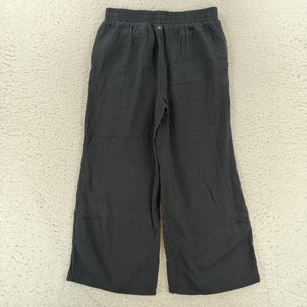 Hurley Pants Womens Small Black Cotton Crepe Wide Leg Elastic Waist Sweatpants - Picture 2 of 9